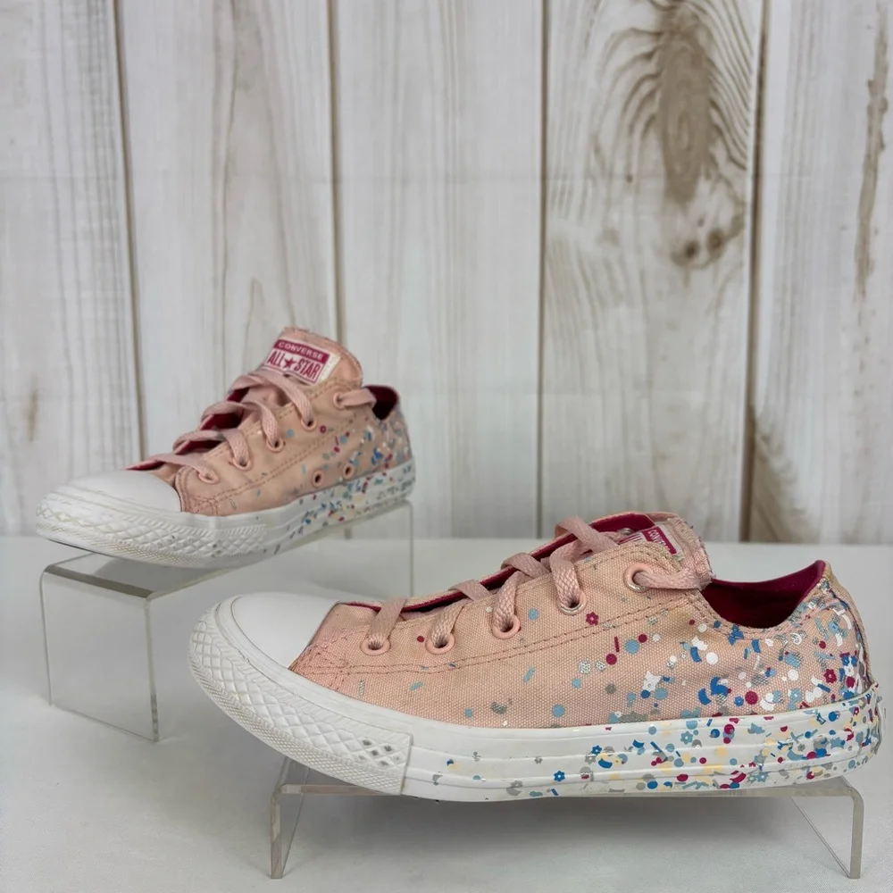 Converse Chuck Taylor All Star Junior Sneakers Confetti Low Top Shoes Pink Sz 4